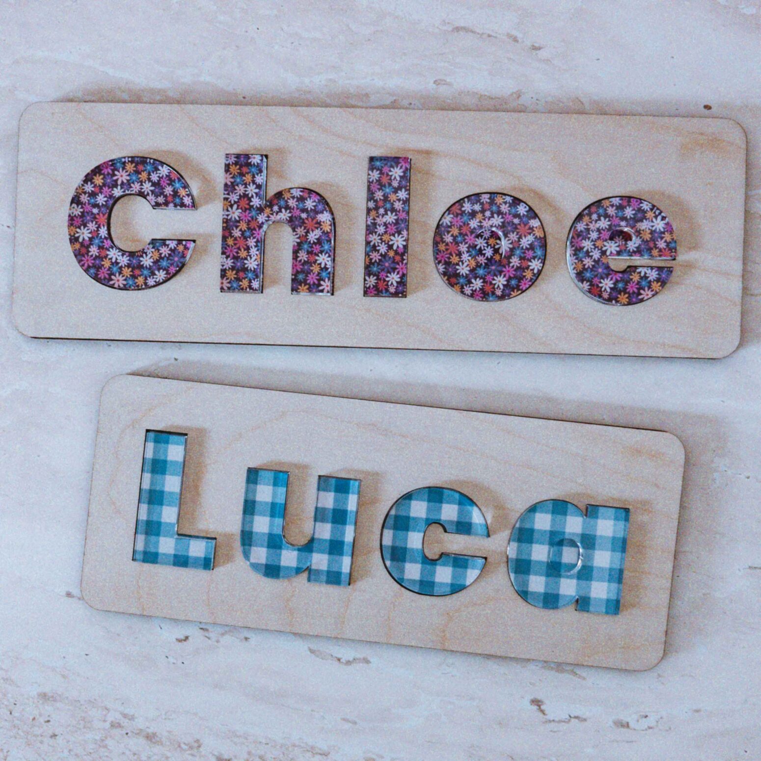 Personalised Acrylic & Patterned Name Puzzle - Oh Coco